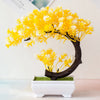 Crescent Style Bonsai Simulation Plant Thousand Layer Flower Bonsai Home Decoration Fake Floral Creative Gift Ornaments - yellow