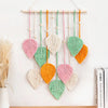 Handmade Woven Leaf Macrame Hanging Ornament Bohemian Cotton Rope Woven Walls Hanging Decoration For Bedroom Living Room Wall - colorful / 40x60cm