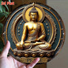 1pc Vintage Hindu Goddess Durga Statue - Aluminum Wall Art Plaque with Lion mount, Golden & Black Indian deity Decor for Home - TYA38283 / 20x20cm