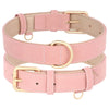 Soft Padded Dog Collar Leash Set PU Leather Pet Dog Collars With Walking Lead Rope Adjustable For Small Medium Dogs Pug Pet Shop - Pink Collar / S