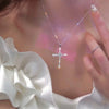 Shiny Crystal Zircon Cross Pendant Necklace Girls Punk Silver Color Thin Chain Necklace Party Jewelry Birthday Gift - 02