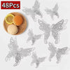 48 Pcs Butterfly for Gift Packing Decorative 3d Butterflies Decor Flower Art Arrangement Wall Paper Ornament DIY Wrapping - style-06