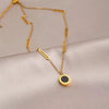 Fashion Roman Digital Wafer Pendant Necklace Stainless Steel Party Jewelry Sexy Choker - Gold Color