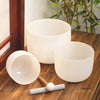 KVKA 10"E 8"G 6"B 432hz 440hz Frosted Quartz Crystal Singing Bowl Chakra Set of 3 pcs for Yoga Sound Healing Musical Meditation - 440hz without bag