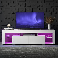 GALAXHERO TV Stand for 60 to 70 Inch TV Entertainment Unit with LED Lights 2 Drawers Modern TV Console Large Media Cabinet Bedroom Furniture