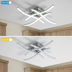 Elegant Curved Design Ceiling Light, Built-in LED Boards, 24W Modern Ceiling Lighting Fixture for Living Rooms, Bedroom, Kitchen