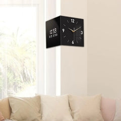 Corner Wall Clock Multipurpose Digital Date Week Display Double Sided Hanging Clock Room Decoration for Home Living Room Kitchen Home Decor