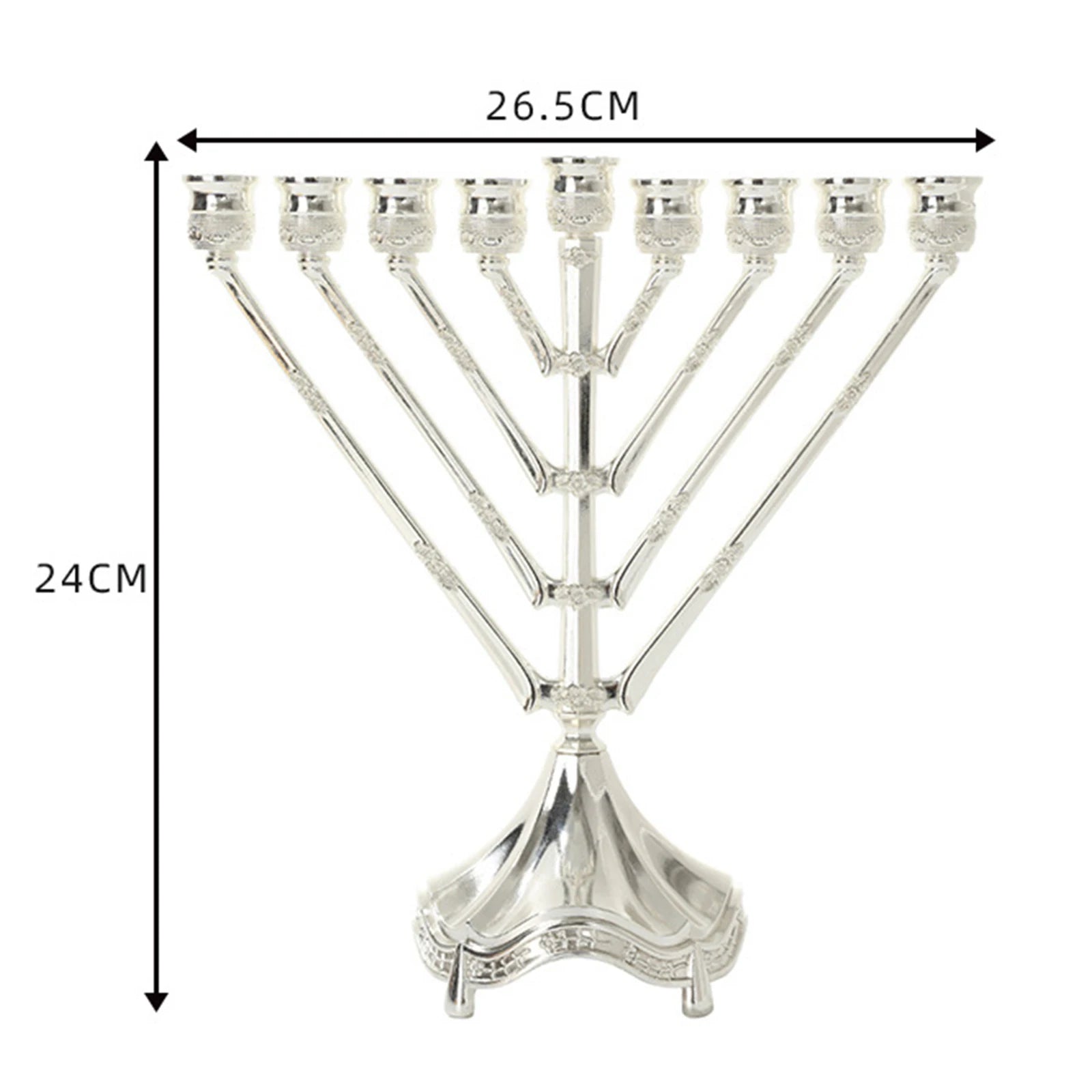 Vintage Hanukkah Menorah with 9 Arms Jerusalem Temple Candle Holder Sturdy for Prayer Festive Celebration Chanukah Decoration