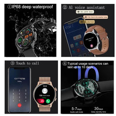 2026 New Smartwatch Women AMOLED HD Screen Always On Display Bluetooth Call IP68 Waterproof GPS Smart Men Watch For Android ios
