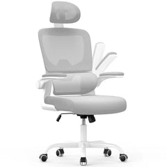 Ergonomic Office Chair with Lumbar Support, Home Office Desk Computer Chairs Adjustable Headrest and Flip-up Armrests Office Furniture