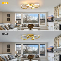 Modern Ceiling Light ,36W Golden Chandelier Ceiling Light,3000K Warm White Light Acrylic LED Ceiling Lamp for Bedroom