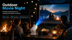 Mini Smart Projector WiFi 6 Bluetooth 5.4 Android 11 720P 4K Support Electric Focus Auto Keystone 180° Rotatable for Bedroom