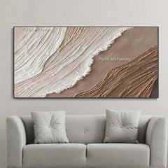 Ocean Waves Abstract Textured Thick Oil Painting Hand Painted Heavy Texture Canvas Art Wabi Sabi Painting Earth Tone Waves Art Home Decor