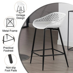 2PCS/CET Plastic Bar Stools Counter Stool with Hollow Backrest  Footrest  High Kitchen Stool for Dining Room  Bar Outdoor Patio Kitchen & Dining Furniture