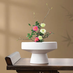 Round Ceramic Flowerpot Multipurpose Lightweight Modern Decorative Flower Vase Floral Art Supplies for Cafe Courtyard Desktop Home Decor