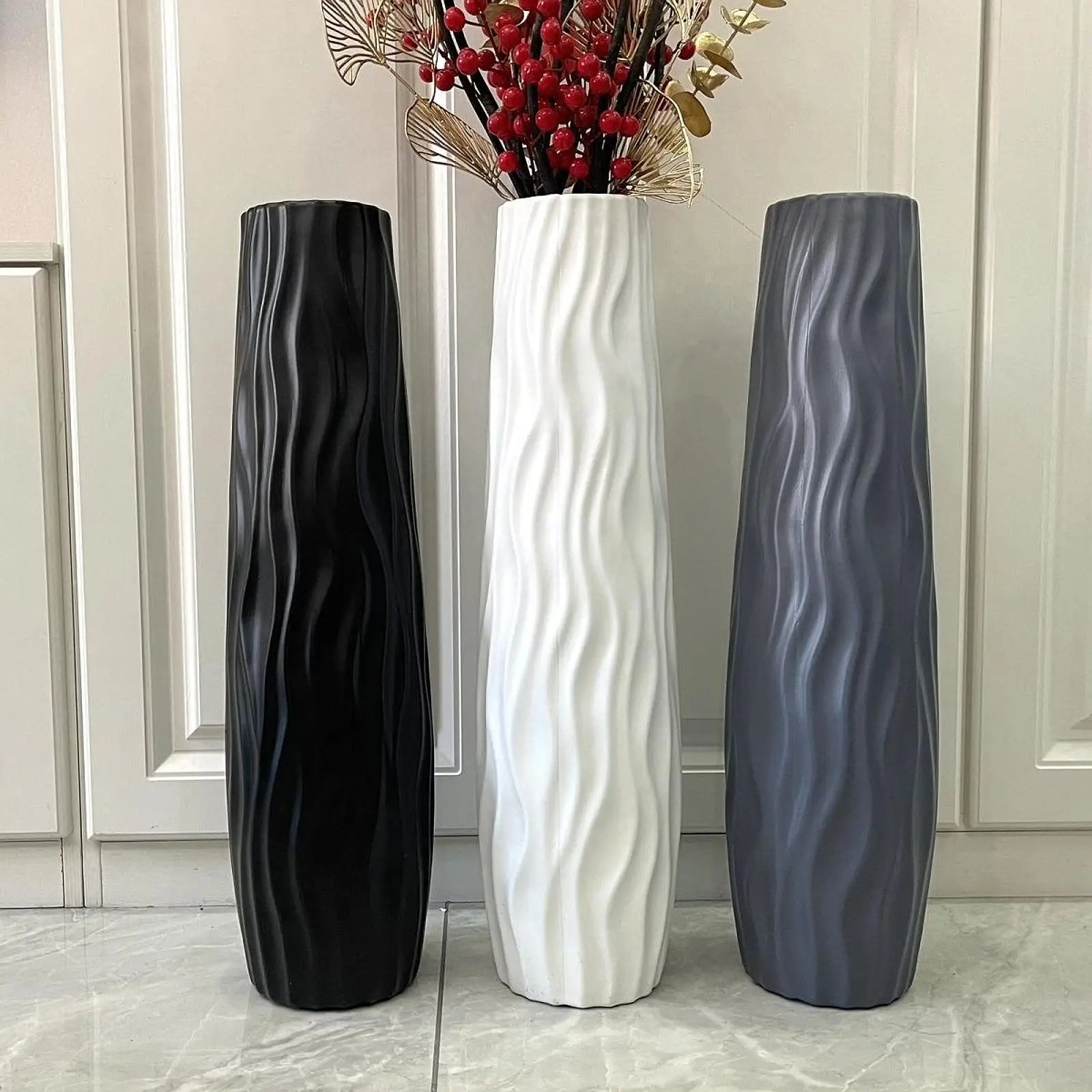 Tall Floor Vase Stylish Rustic Flower Vase Modern Farmhouse Decoration Sturdy for Home Living Room Dining Room Hotel Wedding