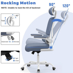 Ergonomic Office Chair with Lumbar Support, Home Office Desk Computer Chairs Adjustable Headrest and Flip-up Armrests Office Furniture