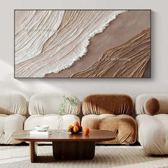 Ocean Waves Abstract Textured Thick Oil Painting Hand Painted Heavy Texture Canvas Art Wabi Sabi Painting Earth Tone Waves Art Home Decor