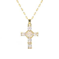 Religious Cross Necklace For Women Men Stainless Steel Chain Necklaces Christian Pendant Collar Pray Baptism Christmas Gift