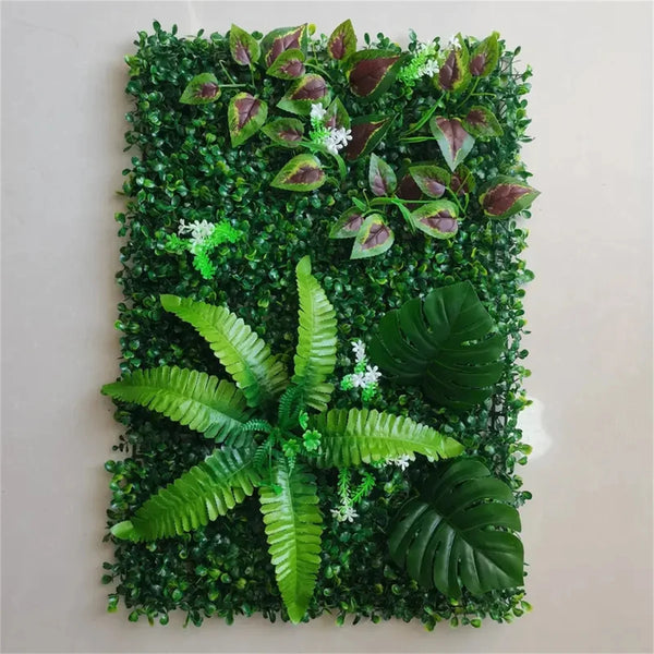 1pc Artificial Green Plant Wall Panels Simulation Plant Background Wall Decoration 3D Bionic Plant Outdoor Lawn, Fake Grass Home Decor, Plants & flowers