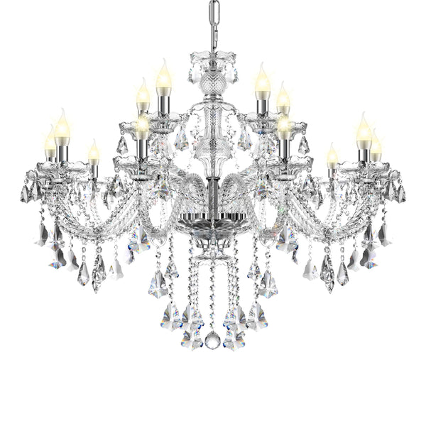 K9 Crystal Chandelier 15-Light Modern Ceiling Lamp Transparent Pendant Light Fixture Luxury Home Decor Lighting
