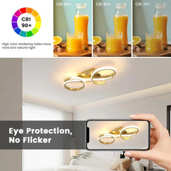 Modern Ceiling Light ,36W Golden Chandelier Ceiling Light,3000K Warm White Light Acrylic LED Ceiling Lamp for Bedroom