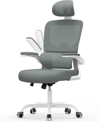 Ergonomic Office Chair with Lumbar Support, Home Office Desk Computer Chairs Adjustable Headrest and Flip-up Armrests Office Furniture