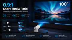 Mini Smart Projector WiFi 6 Bluetooth 5.4 Android 11 720P 4K Support Electric Focus Auto Keystone 180° Rotatable for Bedroom