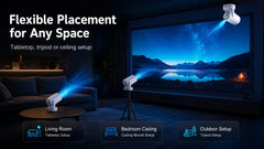 Mini Smart Projector WiFi 6 Bluetooth 5.4 Android 11 720P 4K Support Electric Focus Auto Keystone 180° Rotatable for Bedroom