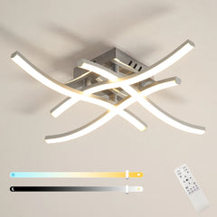 Elegant Curved Design Ceiling Light, Built-in LED Boards, 24W Modern Ceiling Lighting Fixture for Living Rooms, Bedroom, Kitchen
