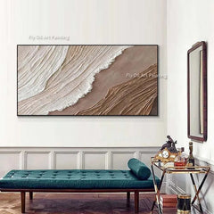 Ocean Waves Abstract Textured Thick Oil Painting Hand Painted Heavy Texture Canvas Art Wabi Sabi Painting Earth Tone Waves Art Home Decor