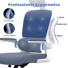 Ergonomic Office Chair with Lumbar Support, Home Office Desk Computer Chairs Adjustable Headrest and Flip-up Armrests Office Furniture