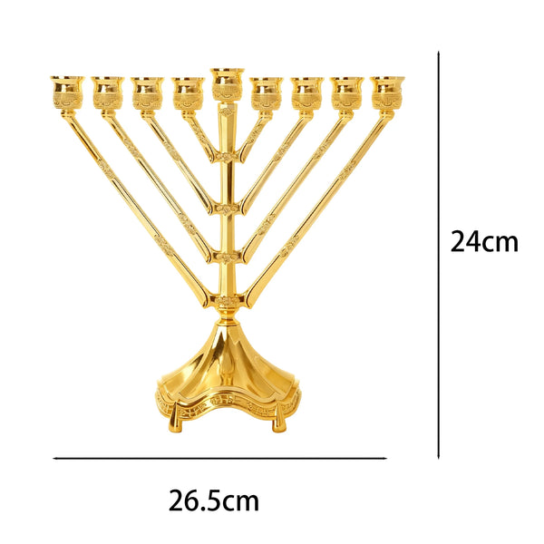 Vintage Hanukkah Menorah with 9 Arms Jerusalem Temple Candle Holder Sturdy for Prayer Festive Celebration Chanukah Decoration