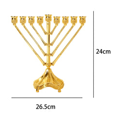 Vintage Hanukkah Menorah with 9 Arms Jerusalem Temple Candle Holder Sturdy for Prayer Festive Celebration Chanukah Decoration