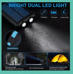20000mAh Solar Power Bank Waterproof 2USB LED Battery Charger For Cell Phone