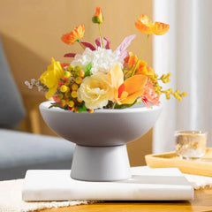 Round Ceramic Flowerpot Multipurpose Lightweight Modern Decorative Flower Vase Floral Art Supplies for Cafe Courtyard Desktop Home Decor