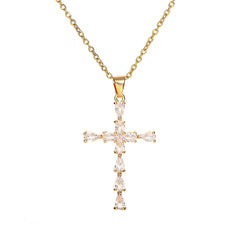 Religious Cross Necklace For Women Men Stainless Steel Chain Necklaces Christian Pendant Collar Pray Baptism Christmas Gift