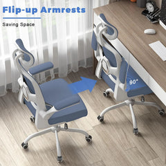 Ergonomic Office Chair with Lumbar Support, Home Office Desk Computer Chairs Adjustable Headrest and Flip-up Armrests Office Furniture