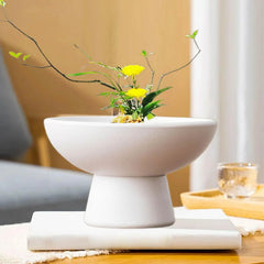 Round Ceramic Flowerpot Multipurpose Lightweight Modern Decorative Flower Vase Floral Art Supplies for Cafe Courtyard Desktop Home Decor
