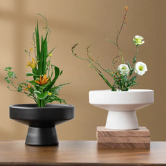 Round Ceramic Flowerpot Multipurpose Lightweight Modern Decorative Flower Vase Floral Art Supplies for Cafe Courtyard Desktop Home Decor