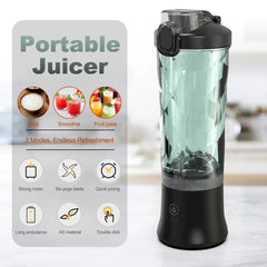 Mini Blender Cup 600ML for Travel  Food-Grade ABS Juicer USB Rechargeable for Fruit Smoothies Milkshakes Vegetable Juicer