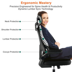 Gwong Ergonomic Office Chair Desk Chair with Folding Armrest Height-Adjustable Breathable Backrest Swivel Gaming Chair Office Furniture