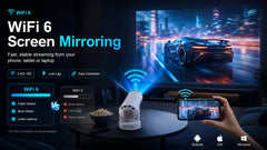 Mini Smart Projector WiFi 6 Bluetooth 5.4 Android 11 720P 4K Support Electric Focus Auto Keystone 180° Rotatable for Bedroom