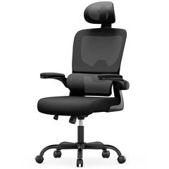 Ergonomic Office Chair with Lumbar Support, Home Office Desk Computer Chairs Adjustable Headrest and Flip-up Armrests Office Furniture