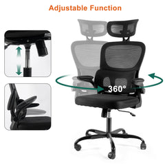 Gwong Ergonomic Office Chair Desk Chair with Folding Armrest Height-Adjustable Breathable Backrest Swivel Gaming Chair Office Furniture