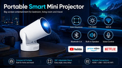 Mini Smart Projector WiFi 6 Bluetooth 5.4 Android 11 720P 4K Support Electric Focus Auto Keystone 180° Rotatable for Bedroom
