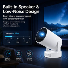 Mini Smart Projector WiFi 6 Bluetooth 5.4 Android 11 720P 4K Support Electric Focus Auto Keystone 180° Rotatable for Bedroom