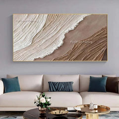 Ocean Waves Abstract Textured Thick Oil Painting Hand Painted Heavy Texture Canvas Art Wabi Sabi Painting Earth Tone Waves Art Home Decor
