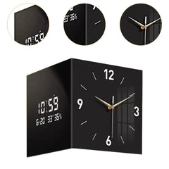 Corner Wall Clock Multipurpose Digital Date Week Display Double Sided Hanging Clock Room Decoration for Home Living Room Kitchen Home Decor