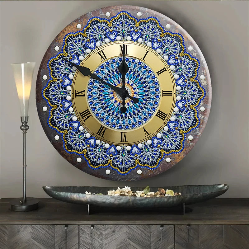 HOMFUN 5D Diamond Painting Clock – Cartoon Mandala Decor